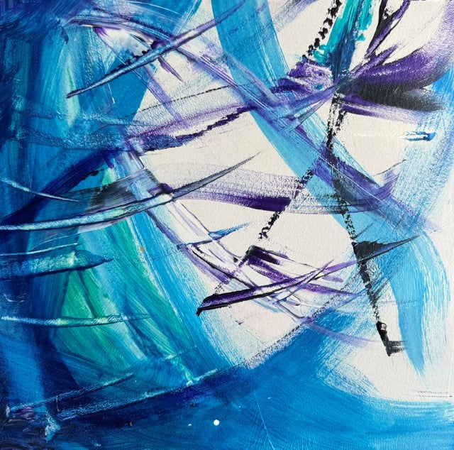 A stunning mixed media abstract painting with wild and wonderful swirls. Choose your frame colour to match your decor at checkout.
