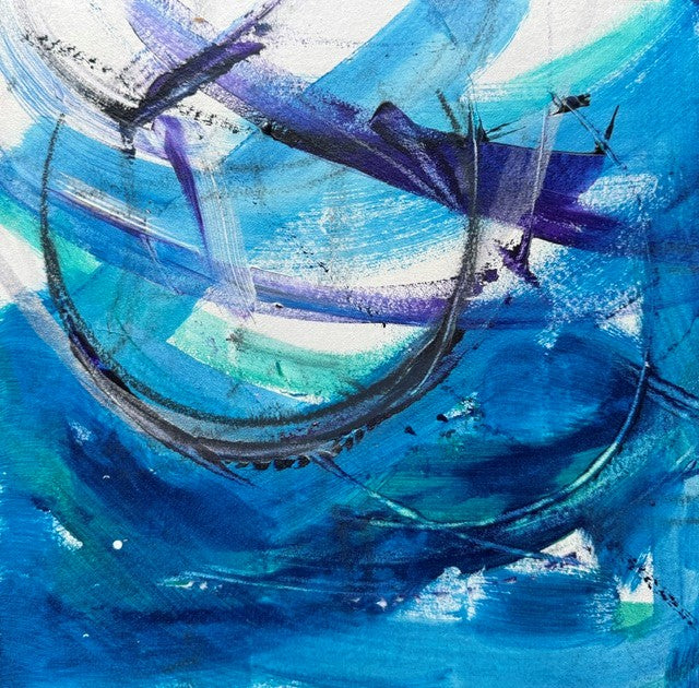 A stunning mixed media abstract painting with wild and wonderful swirls. Choose your frame colour to match your decor at checkout. 