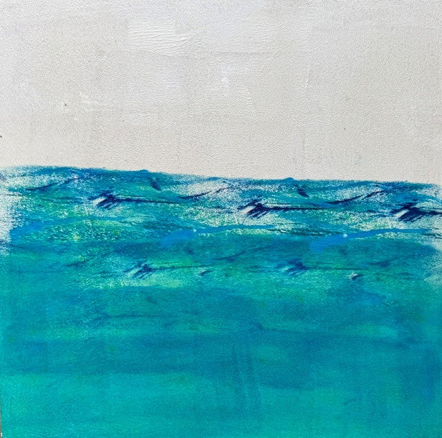 A stunning mixed media landscape painting with gorgeous coastal colours. Choose your frame colour to match your decor at checkout.
