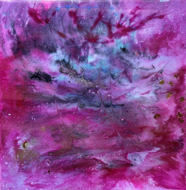 A stunning mixed media abstract painting with gold under a layer of bright gloss resin. Choose your frame colour to match your decor at checkout