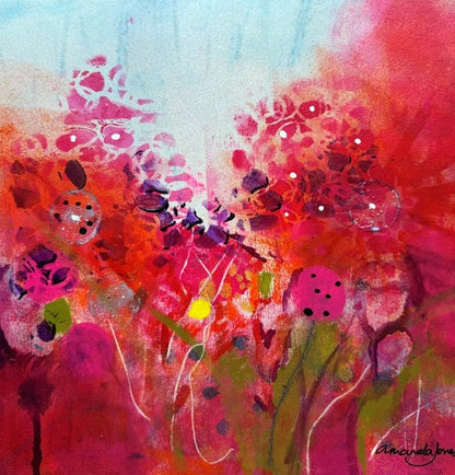 A stunning mixed media abstract floral painting with gorgeous floral detail. Choose your frame colour to match your decor at checkout.